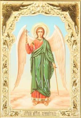 Икона Ангел-Хранитель ростовой №2 в деревянной рамке 18х24 конгрев
