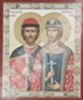 Икона Борис и Глеб 4 в деревянной рамке №1 11х13 двойное тиснение