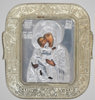 Икона в пластмассовой рамке 5х6 металлизированная риза,Владимирской Божьей матери, икона Богородицы