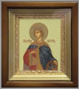 Икона в киоте 11х13 сложный, темпера, рамка золочёная,Екатерина