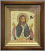 Икона в киоте 11х13 сложный, темпера, рамка золочёная,Илья Пророк