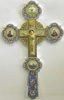 Крест напрестольный №5 4-финифти, распятие, филигрань, эмаль серебро