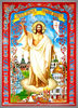 Postcard Church double large format 4+0 embossing,the Resurrection of Christ monastic