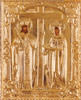 Икона живописная в ризе 18х24 масло, объемная риза № 75, золочение, Константин и Елена