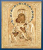 Ікона мальовнича у ризі 24х30 масло, об'ємна риза № 57, емаль золочення, Володимирська Божа Матір