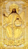 Икона живописная в ризе 75х130 масло, объемная риза №181, золочение, Спас на троне