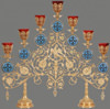 The seven-branched candlestick, the altar No. 2 gilt enamel stones