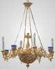 Chandelier 1 tier 4 candles cast with lamps gilding ,