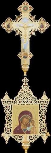 Крест-икона № 49 запрестольная выпиловка гравировка живопись золочение