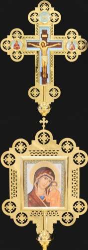 Крест-икона запрестольная гравировка золочение