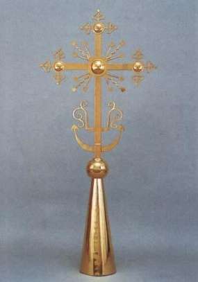 Крест на купол № 1 с шаром и конусом золочение