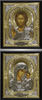 Icoana Iisus Hristos Mântuitorul-din kazan maica Domnului Maica domnului în rize 18х24 volum, tableta, tempera, aurit, nichel, ambalaje