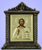 Икона в ризе 6х7 объёмная, в декоративном киоте, настольная,Иисус Христос Спаситель