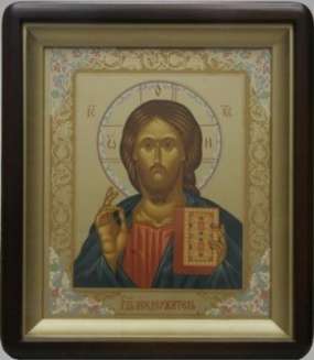 Икона в киоте 18х24 фигурный, темпера №2,Иисус Христос Спаситель