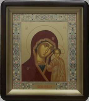 The icon in the frame 18x24 curly, tempera №1,Kazan mother of God, icon of the virgin