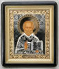 The icon in the frame 18x24 curly, tempera, Reese three-dimensional, closed, partially gilded,Nicholas