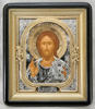 The icon in the frame 18x24 curly, tempera, bulk Reese, gilding , Nickel plating,Jesus Christ the Savior
