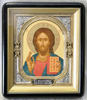 Εικονίδιο στην περίπτωση εικονογράφησης 18x24 απεικόνιση, θερμότητα, οριζόντιο πλαίσιο ογκομετρική, ανοιχτό, επιχρυσωμένο, επινικελωμένο, Ιησούς Χριστός ο Σωτήρας