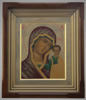 Икона в киоте 22х26 сложный, темпера, поталь,Казанской Божьей матери, икона Богородицы