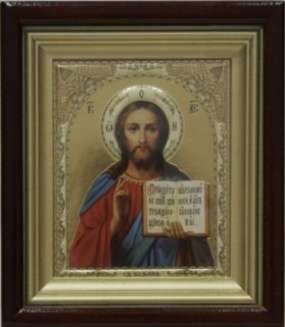 Икона Иисус Христос Спаситель 14 в киоте 11х13 сложный №2 конгрев