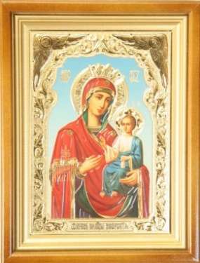 Икона Иверская Божья матерь Богородица 15 в киоте 18х24 сложный №2, конгрев