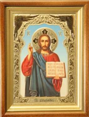 Икона Иисус Христос Спаситель 15 в киоте 18х24 сложный №2, конгрев