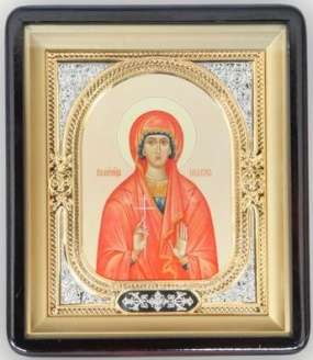 Икона Варфоломей в киоте 18х24 фигурный, фото, риза-рамка частично золочёная