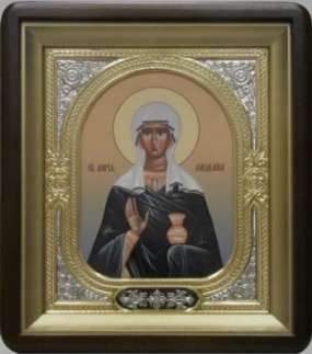 Икона Мария Магдалина в киоте 18х24 фигурный, фото, риза-рамка частично золочёная