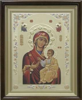 Икона Иверская Божья матерь Богородица в киоте 24х30 сложный, конгрев