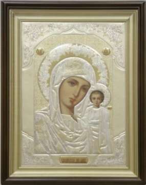 Икона Казанская Божья матерь Богородица 2 в киоте 24х30 сложный, конгрев