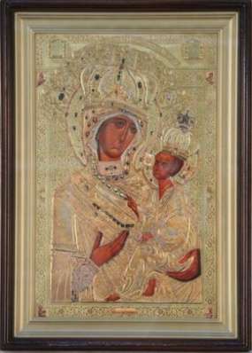 Икона Тихвинская Божья матерь Богородица в киоте 24х30 сложный, конгрев