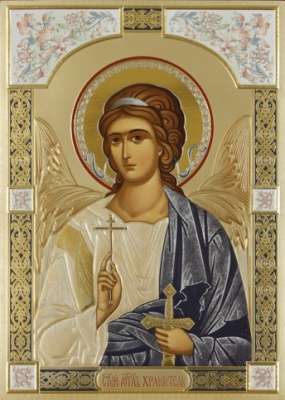 Икона Ангел-Хранитель поясной №3 в деревянной рамке 24х30 конгрев