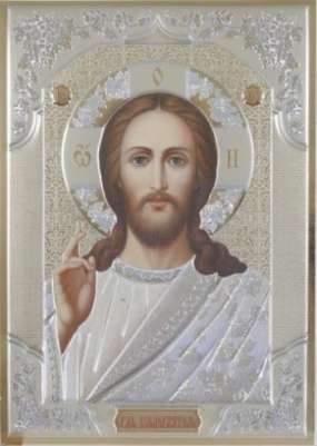 Икона Иисус Христос Спаситель 2 в деревянной рамке 24х30 конгрев