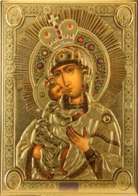 Икона Феодоровская Божья матерь Богородица в деревянной рамке 24х30 конгрев
