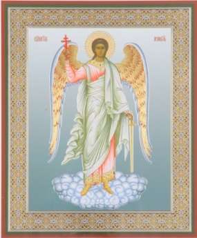 Икона Ангел-Хранитель ростовой в деревянной рамке №1 18х24 двойное тиснение