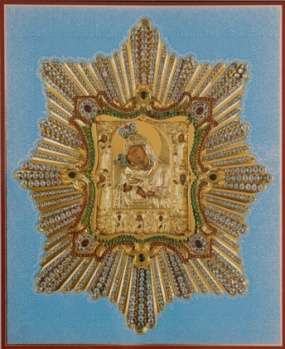 Икона в деревянной рамке №1 18х24 двойное тиснение,Почаевской Божьей матери, икона Богородицы