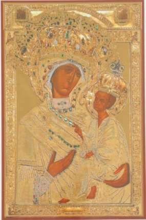 Икона Тихвинская Божья матерь Богородица в деревянной рамке №1 18х24 двойное тиснение