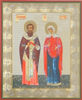Икона в деревянной рамке №1 11х13 двойное тиснение,Киприан и Устиния
