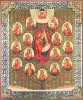 Икона на оргалите №1 30х40 двойное тиснение,Древо Богородицы