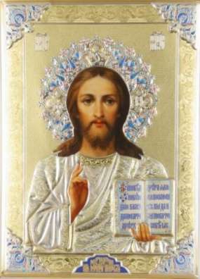 The icon on a wooden tablet 21х32 chipboard stamping, packaging,Jesus Christ the Savior divine in the Church in the temple