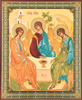 The icon on a wooden tablet 30x40 double embossing, chipboard, PVC,Trinity Rublev in the chapel of the Holy life-giving