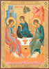 The icon on a wooden tablet 30x40 double embossing, chipboard, PVC,Trinity Rublev service for a priest