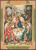 The icon on a wooden tablet 30x40 double embossing, chipboard, PVC,Holy Trinity Russian Orthodox Liturgy