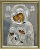 Икона в пластмассовой рамке 4х5 металлизированная риза,Владимирской Божьей матери, икона Богородицы
