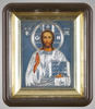 Икона в пластмассовой рамке 6х7 латунированная риза,Иисус Христос Спаситель