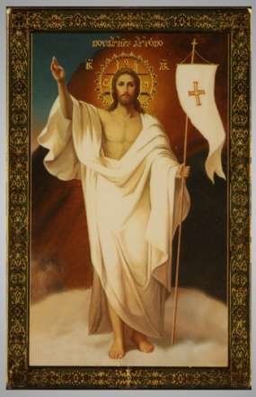 Ікона в пластмасовій рамці 5х7 пластмасова з липкою стрічкою,Воскресіння Христове домашня