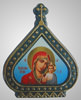 Εικονίδιο σε πλαστικό πλαίσιο Icon τρούλο μπλε φόντο, Παναγία του Καζάν, Εικόνα της Παναγίας