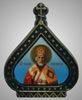 The icon in the plastic frame of the Icon of the dome of the blue background ,Nicholas