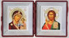 Εικονίδιο σε πλαστικό πλαίσιο Διπλό πτυσσόμενο μεταλλικό ανάγλυφο 6x7, Ιησούς Χριστός Σωτήρας της Παναγίας του Καζάν, Εικόνα της Παναγίας