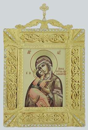 Икона 6*7 золочение камни,Казанской Божьей матери, икона Богородицы